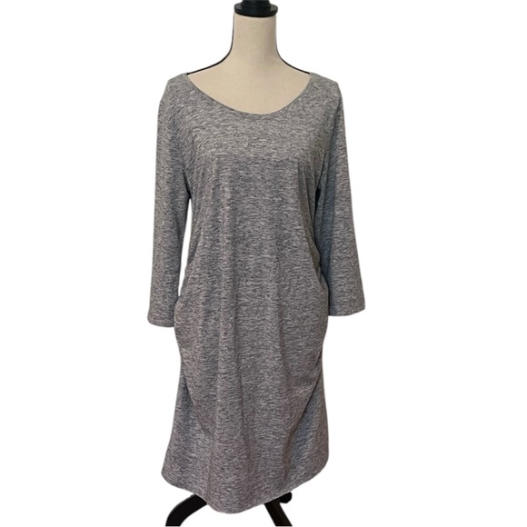 Liz Lange Maternity Gray Long Sleeve Dress Ruched Sides XL EUC Comfortable - Picture 1 of 7